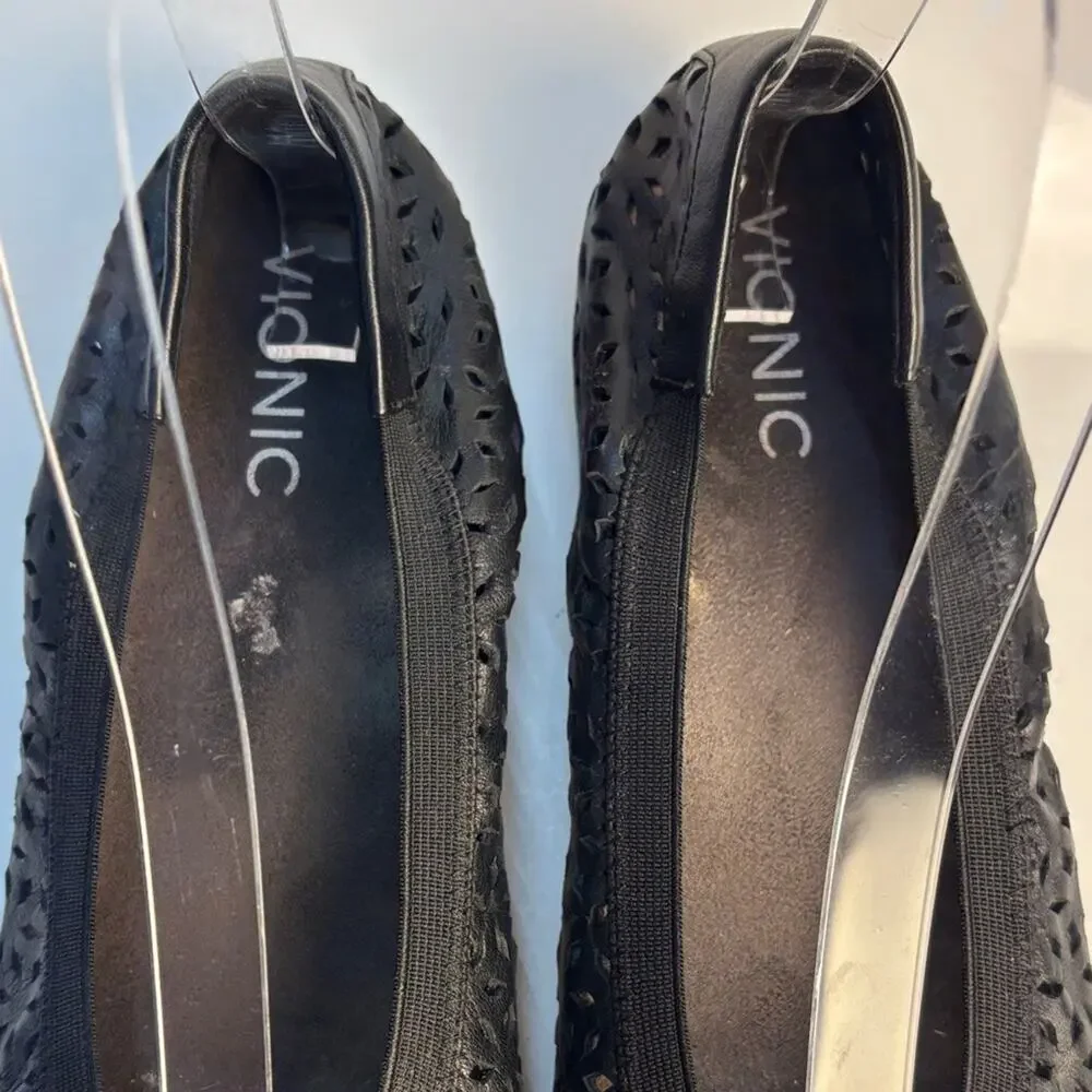 Vionic Whisper Flats Womens Size 9.5 Black Laser Cut Perforated Comfort Slip On